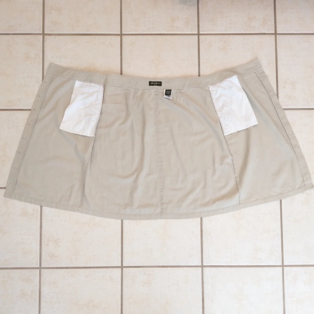 Eddie Bauer Linen & Cotton Size 14 Vintage Button Up A Line Tan Safari Skirt - Picture 14 of 14